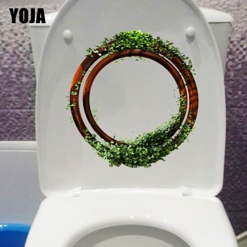 YOJA 22.1X22.4CM Round Green Border Vine Creative Toilet Seat Stickers Fashion Living Room Wall Decor T1-1415