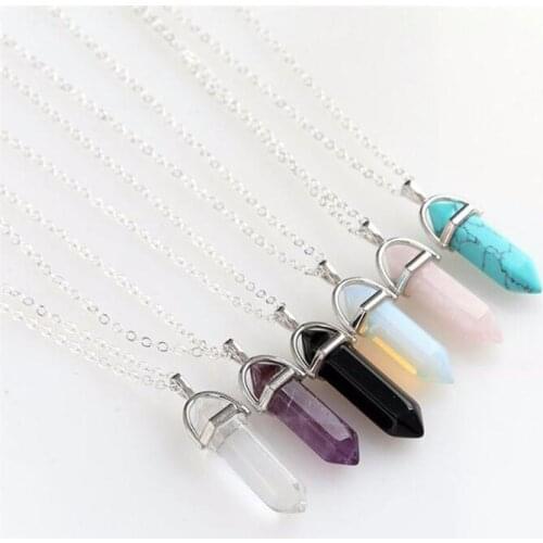 Bohemian Fashion Trend Crystals Necklace Hexagon Opal Pendant Necklace for Women Hexagon Crystal Necklace Jewellery Accessories