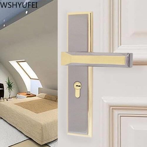 1pcs high quality aluminum alloy fashion door lock mute black simple indoor bedroom room handle door lock