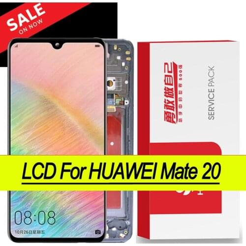 100% Original 6.53'' AMOLED Display + Frame for Huawei Mate 20 LCD Touch Screen Digitizer Assembly Repair Parts + Service Pack