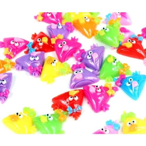 200pcs cute bird resin cabochons mixed color 19mm Assortment little birds cabochons flatbacks for DIY Crafts D25 display
