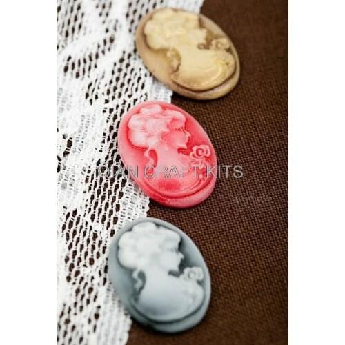 200pcs premium Cameo Lady Victorian Portrait Cameo Oval Resin Cabochon Decoden 13x18mm mixed colors display