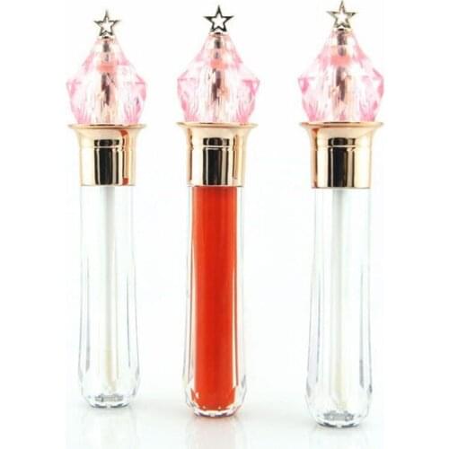 3.5ml Magic Wand Shaped Lip Gloss Tubes Gold Star Transparent Bottle Body Plastic Lipstick Tubes Empty Cosmetic Packing Containe