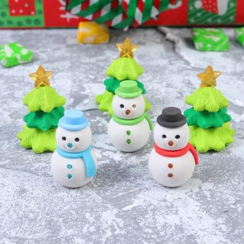 3Pcs Adorable Erasers Christmas Snowman Favors Gifts School Supplies Stationery for Students Children