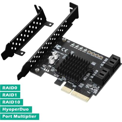 4-Port SATA III 6Gbps PCIE RAID Host Controller Card Support HyperDuo SSD Tiering IPFS Hard Disk Port Multiplier 88SE9230 Chip