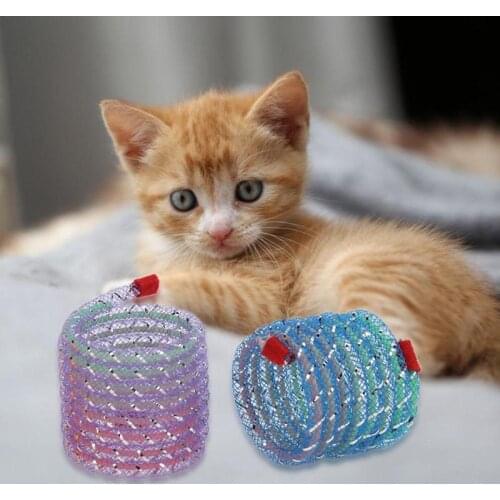 6pcs Funny Pet Cat Flexible Spring Toy Kitten Interactive Toys Color Random for Small and Medium-Sized Cats Dogs to Play