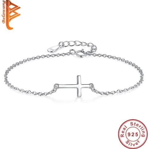925 Sterling Silver Chain Bracelets For Women Luxury Brand Design Cross Charm Bracelet Jewelry Birthday Gift