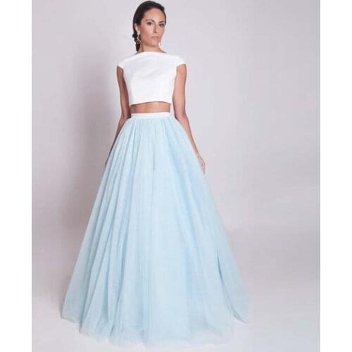 Free Shipping Blue Long Skirts Maxi Adult Tulle Skirt New Elegant Long Puffy Skirts Falda Tul Mujer Custom Women Tulle Skirt