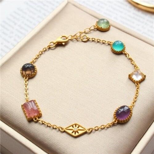 BPCAI Real S925 Silver Jewelry Natural Color Crystals Geometric Pattern Bracelets Elegant and Lovely Womens Bracelets