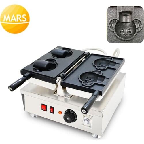 Electric Ice Cream Bear Shaped Taiyaki Machine 110V 220V Ice Cream Cone Maker Waffle Bowl Baker Iron Pan Making Plate