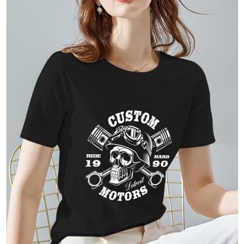 Women T-shirt New Hot Sale Printed Skull Graphics Series Short-sleeved Shirt Summer Streetwear Casual Black Print Female Top Tee