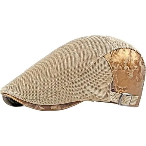 Cotton Spring Summer Fashion Solid Color Mesh Newsboy Caps Flat Peaked Cap Men and Women Painter Beret Hats 24