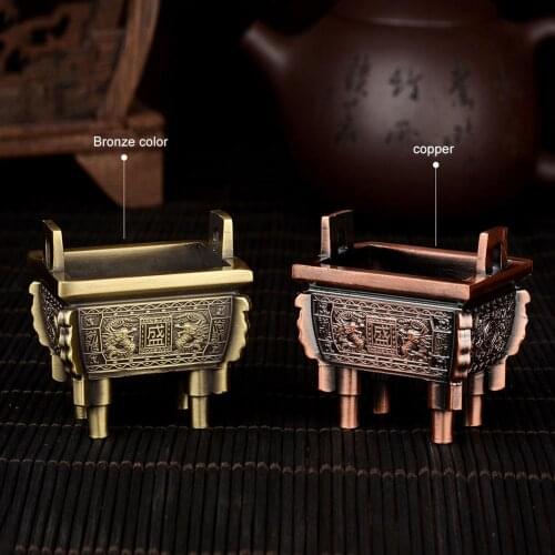 Chinese Square Tripod Incense Burners Cone Coil Stick Holder Base Incense Holder Copper Censer Home Decoration
