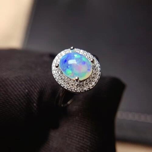 Beautiful natural opal gemstone ring for women 925 sterling silver natural gem birthday party gift l 7*9mm size oval