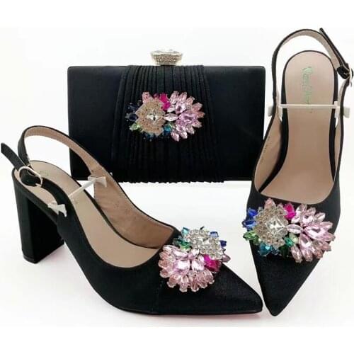 Italian shoes with matching bags 9CM african shoes and bags matching set black shoes and bags to match pumps women shoes QSL010