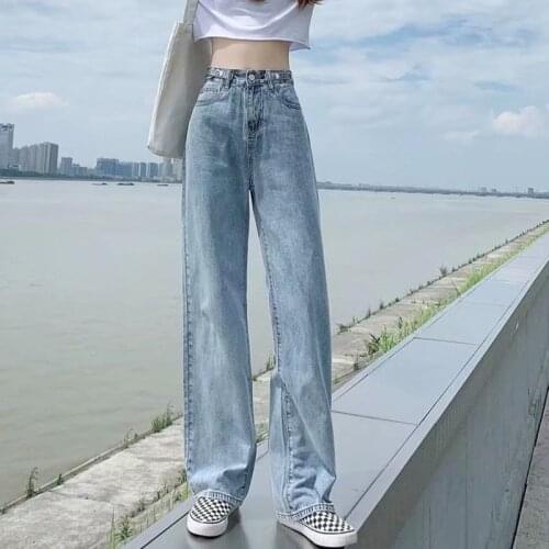 Oversized Fashionable Casual Straight Pants Mom Jeans Washed Boyfriend Jeans 2021 High Waist Loose Comfortable Jeans for Women