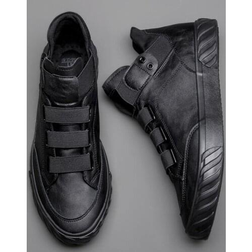 Casual New Mens Leather Shoes Korean Trend Comfortable Loafer Fashion High Top Sneakers Moccasins Zapatillas Hombre Chaussure