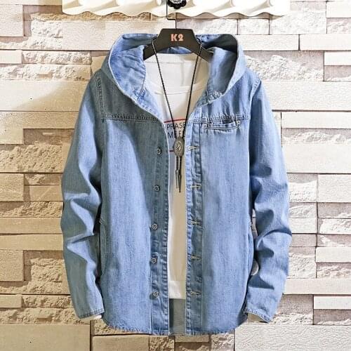 Autumn Japanese Denim Hoodie Jacket Youth Top Long Sleeve Cardigan Single Breasted Casual Outdoor Mens Clothing Thick Hoodie