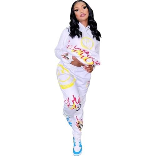 P8613 Wholesale Items Women 2 Piece Set Sweatsuit Hoodies Joggers Set Sweat Pants and Straetwear Hoodies Set