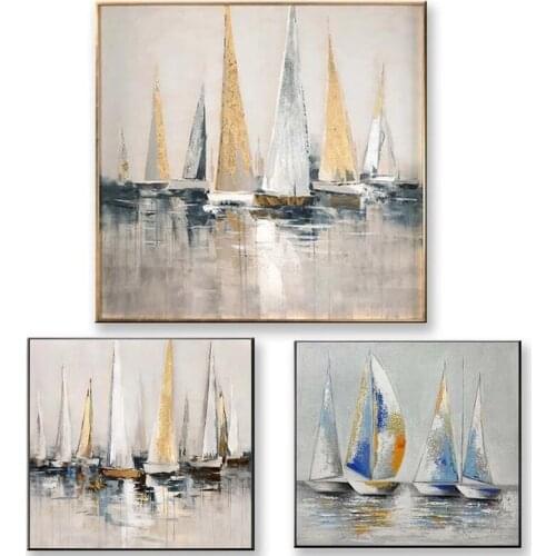 Pastoral Style Sailing Boat Oil Painting Poster Printmaking HD Pictures Printed on Canvas Used for Room Home Decor Wall Art