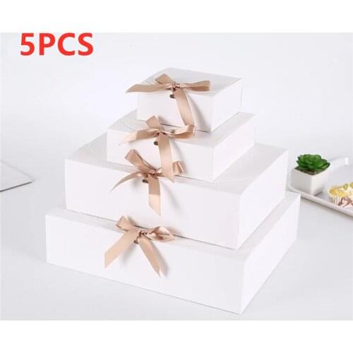 5Pcs/set Clamshell Bow Gift Box Sealed Gift Box Baked Egg Yolk Pastry Mooncake Art Box Wedding Birthday Candy Chocolate Box