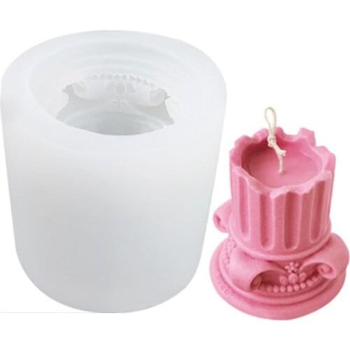 Roman Column Candle Molds Ancient Railing Silicone Stripe Shape Cylinder Candle Pillar Mould for DIY Handmade Candle LBShipping