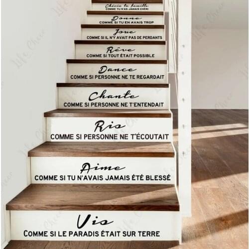 Family French Stairs Sticker Vinyl Removable Carving Sticker Wall Decal Art Deco Painting Living Room Decoration House Decoratio