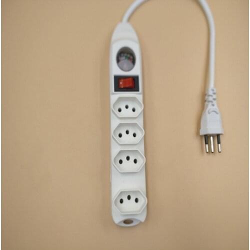 Brazil /Switzerland Plug Power Strip W/ Switch 10A 250V 2500W 4 Outlets 2.5M Extension Socket Cord Cable Surge Protector