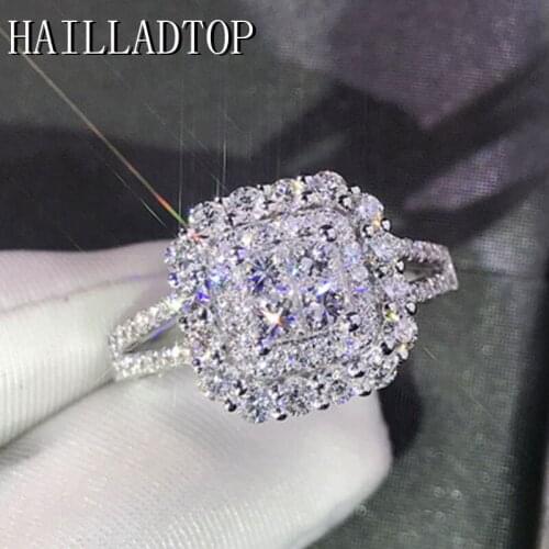 Sparkling Big Clear AAA CZ Ring Crystal Fashion Silver color Wedding Rings Large Crystal Prong Setting Ring Jewel Promise Ring