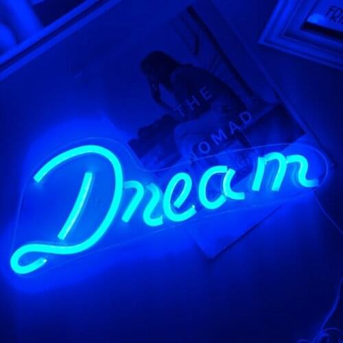 LED Neon Light Dream dream Sign Lamp Wall Art Decor for Home Party Wedding Holiday Decoration Night Lamps Xmas Gift