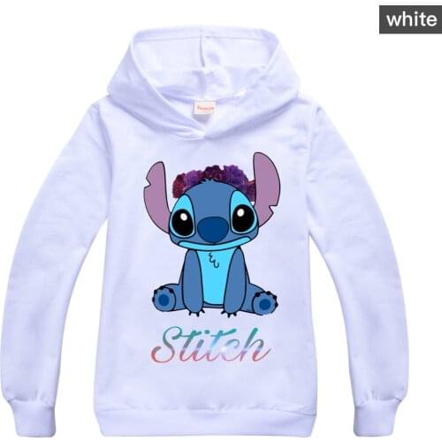 Stitch Printed Long-Sleeved Hoodie Cartoon Casual Pullovers Graphic Top Kawaii Hoodies Outerwear Hoodie Girls Jacket Streetwear