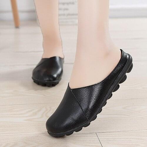 New Cut-Outs Summer Shoes Woman Genuine Leather Women Flats Hollow Womens Loafers Female Solid Shoe Plus Size 34-44