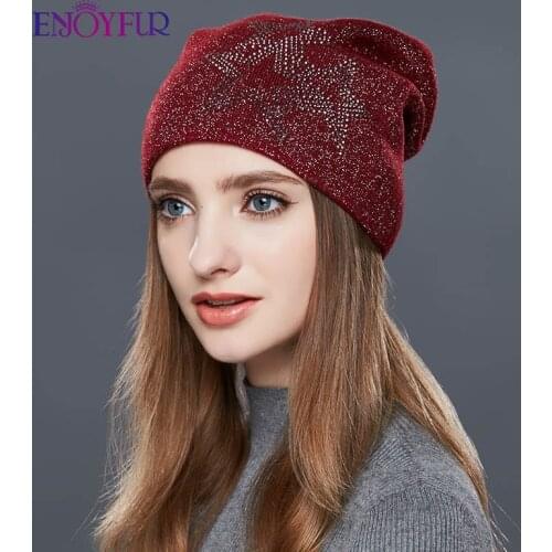 ENJOYFUR Slouchy Winter Hat Wool Knitted Womens Hats Gravity Falls Cap Girl Thick Warm Skullies Beanies
