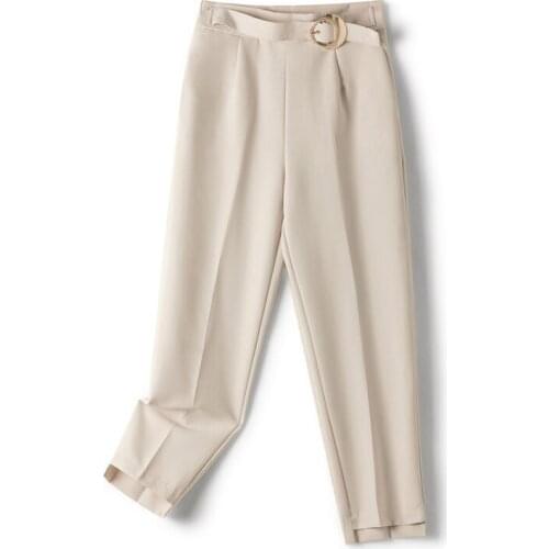 2021 Chic korean fashion plus size Office Wear Haren Pants women bottoms pant Vintage High Waist Zipper Fly Female Trousers BFA