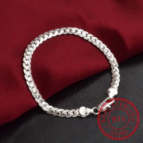 LEKANI Statement Two Colors 925 Sterling Silver Flat Snake Chain Bracelet For Women Girl Newest Fine Jewelry S-B33