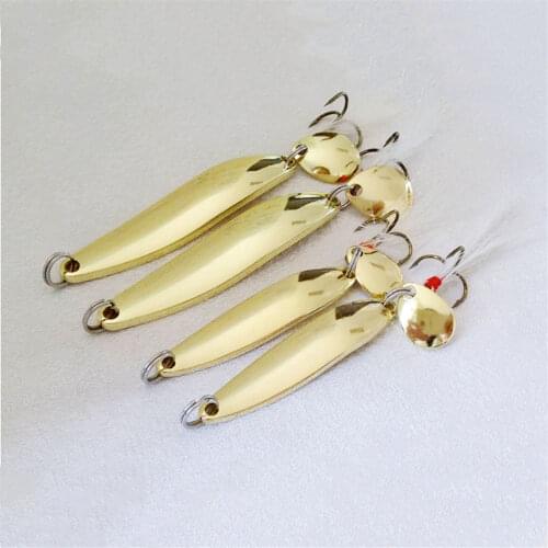 1pcs 5g 7g 10g 13g Metal Gold Sequins Fishing Lures Wobbles Spinner Spoon baits Hard Baits With Feather Bass Fishing Tools