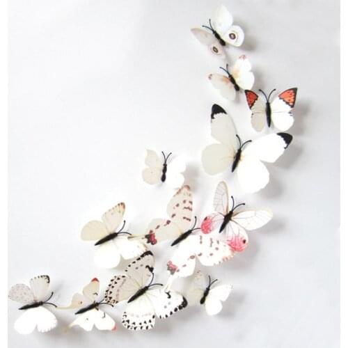 12pcs 3D Wall Sticker Curtain Refrigerator Stickers Art Design Decal Wall Stickers Home Decorations 3D Butterfly Wall Decals