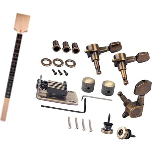 1R2L Tuning Pegs Guitar Maplewood Neck with Alloy Guitar Bridge for 3 String Cigar Box Guitar Musical Instrument Accessories DIY