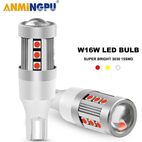 ANMINGPU 2x Signal Lamp T15 Led Bulbs 15SMD 3030Chips W16W Led Canbus 921 912 12V Auto Backup Light Car Reverse Light Tail Lamp