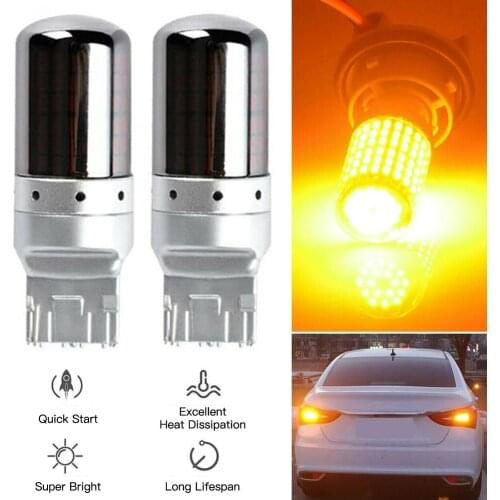 2pcs Set Chrome 7440 T20 Amber Canbus Error Free LED Lamp Bulb Turn Signal Light 12V Car Led Light Bulb Dropshipping CSV
