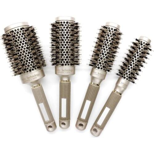 25/32/45/53mm Nylon & Bristle Hair Round Brush Ceramic Aluminium Hair Comb Professional Hairdressing Brush Barber Styling Comb