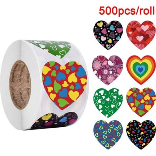 500pcs Heart Shape Valentines Day Stickers Party Gift Seal Labels Stickers