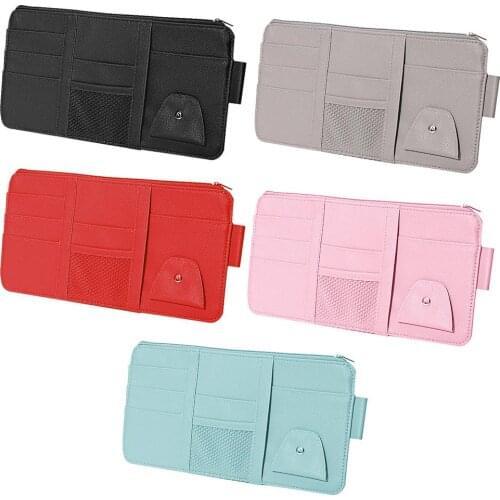 Car Auto Sun Visor Point Pocket Organizer PU Leather Pouch Bag Card Glasses Storage Holder Car-styling Card Holder Sunshade Bag