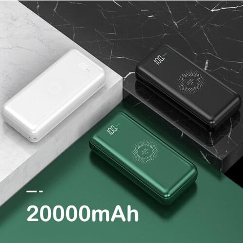 20000mAh Wireless Power Bank for iPhone 12 Samsung S21 Xiaomi Poverbank Built in Cable Portable Charger Fast Charging Powerbank