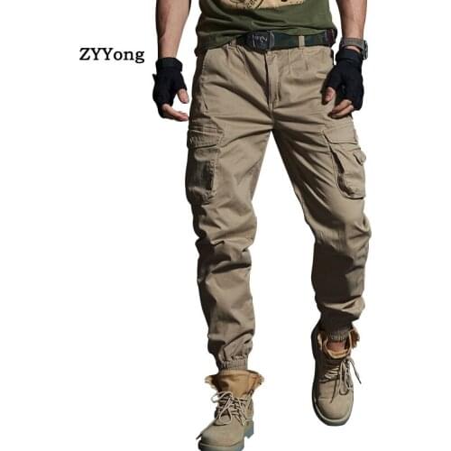High Street Mens Military Camouflage Cargo Pants Cotton Beam Feet Multi-Pocket Army Trousers Joggers Outdoor Motion Overalls
