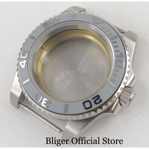 40mm Watch Case with Brushed Bezel Sapphire Glass Without Magnifier Fit ETA 2836 MIYOTA Automatic Movement