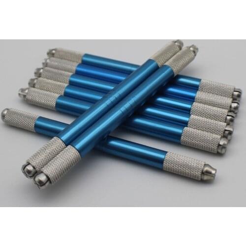 100Pcs Aluminum Double U Manual Eyebrow Tattoo Needle Pen Permanent Makeup Microblading Pen For 3D eyebrow embroidery