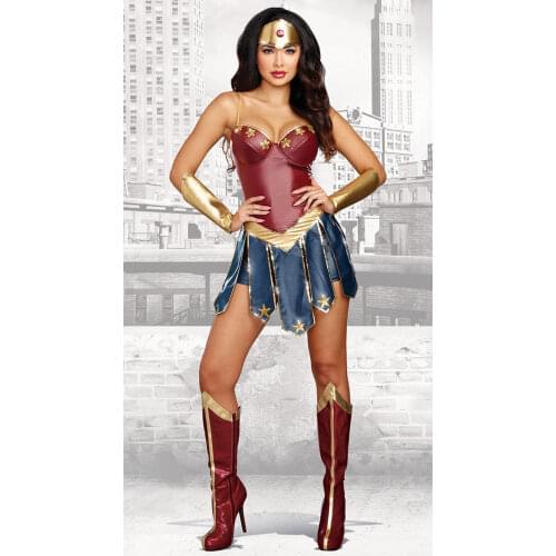 Halloween Deluxe Justice Wonder League Costume Women Bodysuit Superhero Supergirl Mulher Maravilha Fantasia Carnival Outfit