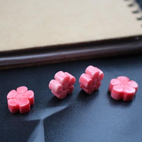 10Pcs 3D Artifical Beads Carved Coral Flowers Pink White color for Jewelry Bracelet Necklace Earring making Craft DIY Accessory