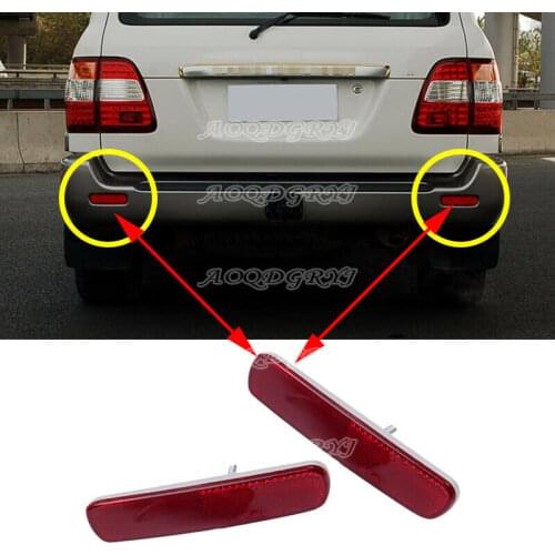 Rear Bumper Red Reflector Lens 1 Pair For Toyota Land Cruiser LC/FJ100 1998-2007 Car modification Auto parts